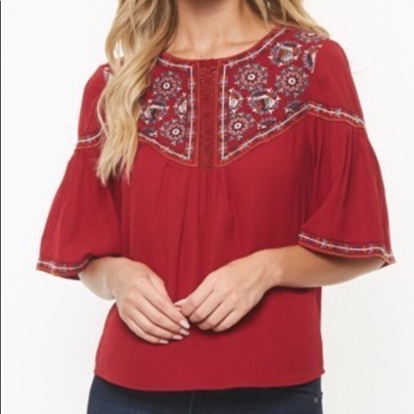 Red Embroidered Top - Picture 8 of 8